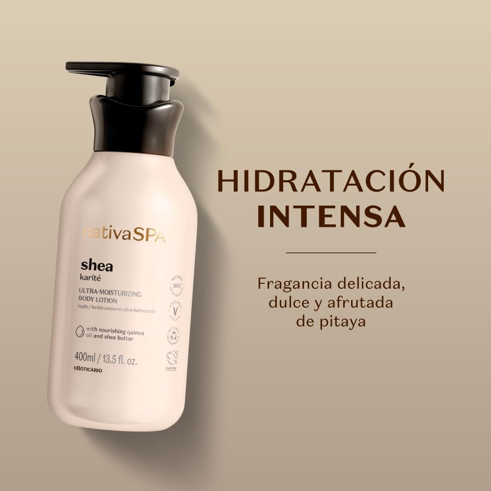 O Boticário Nativa SPA Karité Loción Corporal Hidratante Perfumada 400ml