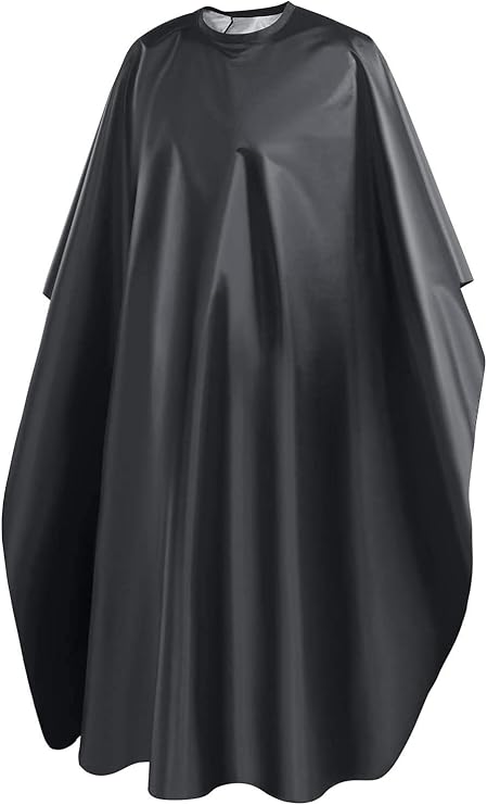 Capa de Peluquería Impermeable URAQT – Capa de Barbero Profesional Cuerpo Entero, 150 x 120 cm, para Corte, Tinte y Peinado (Negro/Blanco)