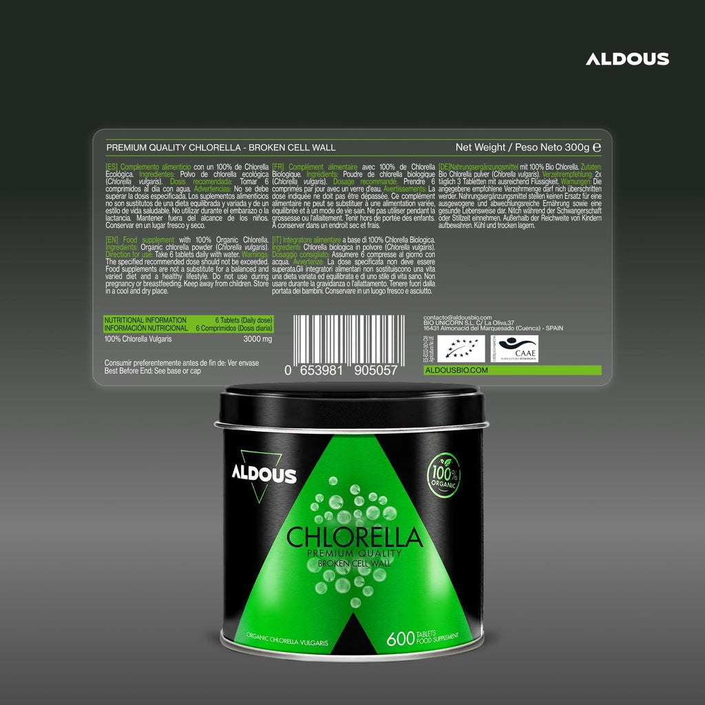 Chlorella Ecológica 600 Comprimidos | DETOX y Energía – Aldous