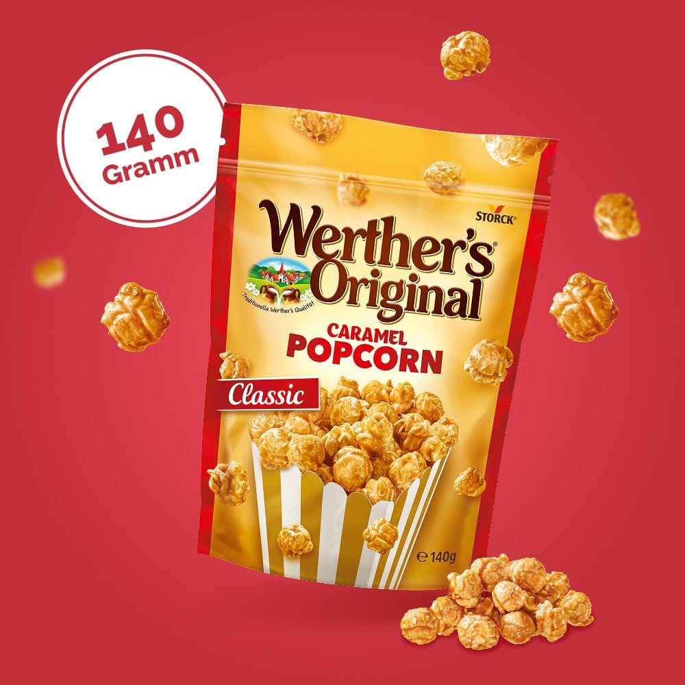 Palomitas de Caramelo Werther's Original 140 g – Crujientes, Sin Gluten, Aptas para Veganos
