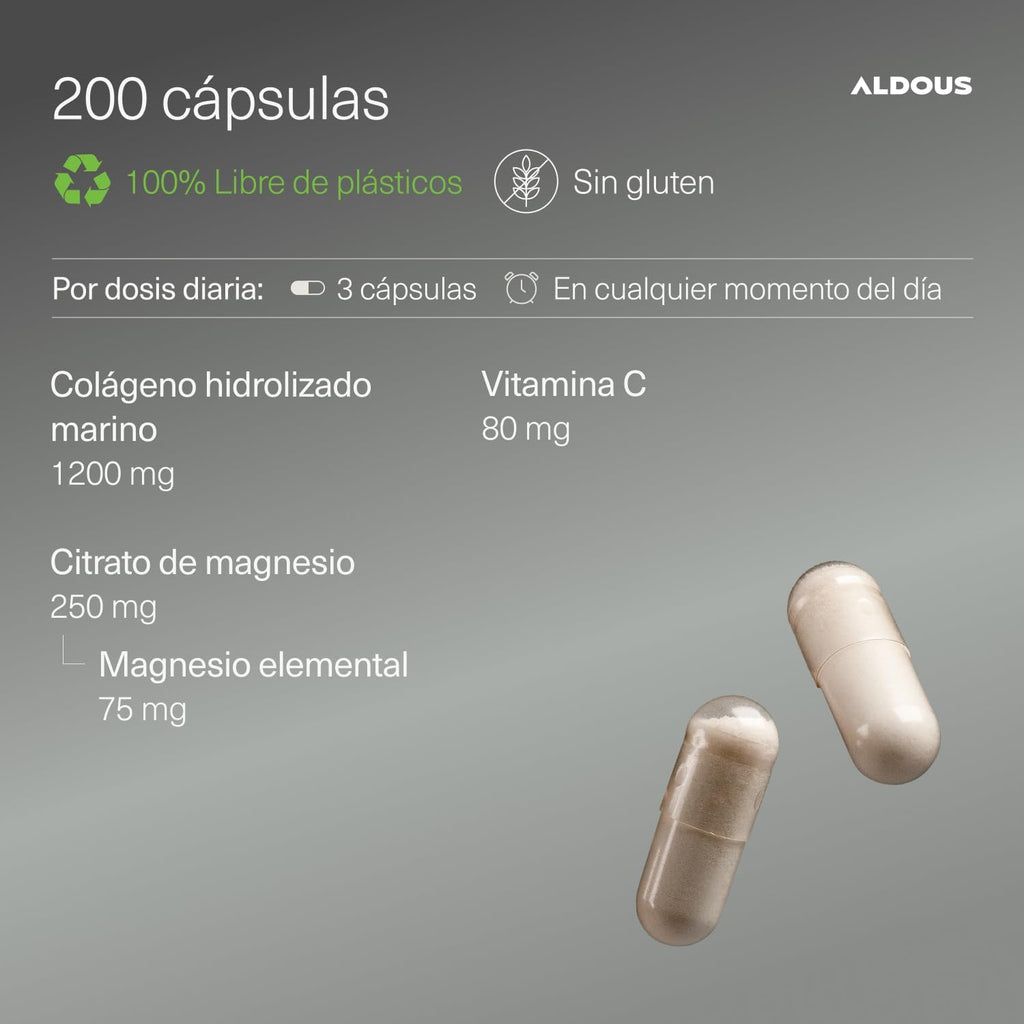 Colágeno Marino Naticol + Magnesio + Vitamina C | 200 Cápsulas – Aldous