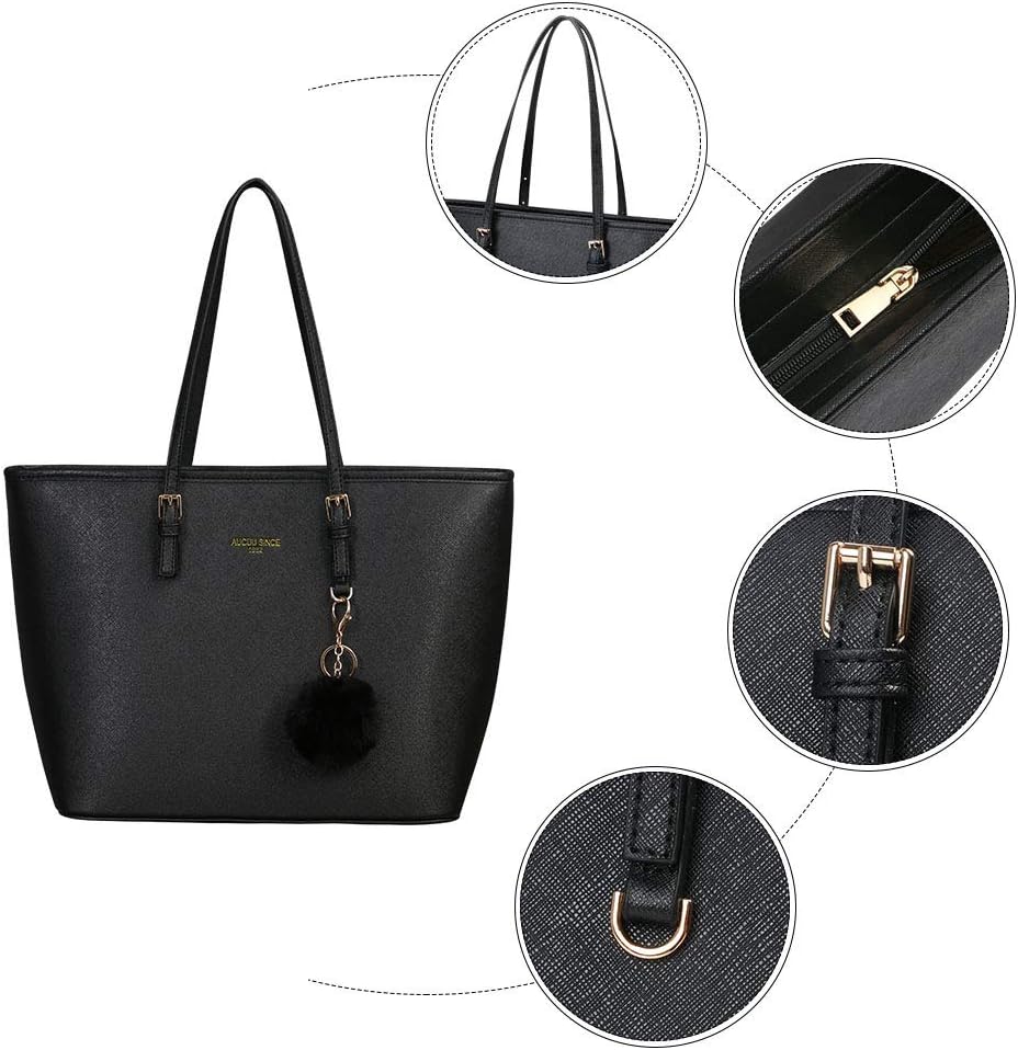 URAQT Bolso Tote Grande Mujer Cuero PU - Bandolera Portatil 15,6"