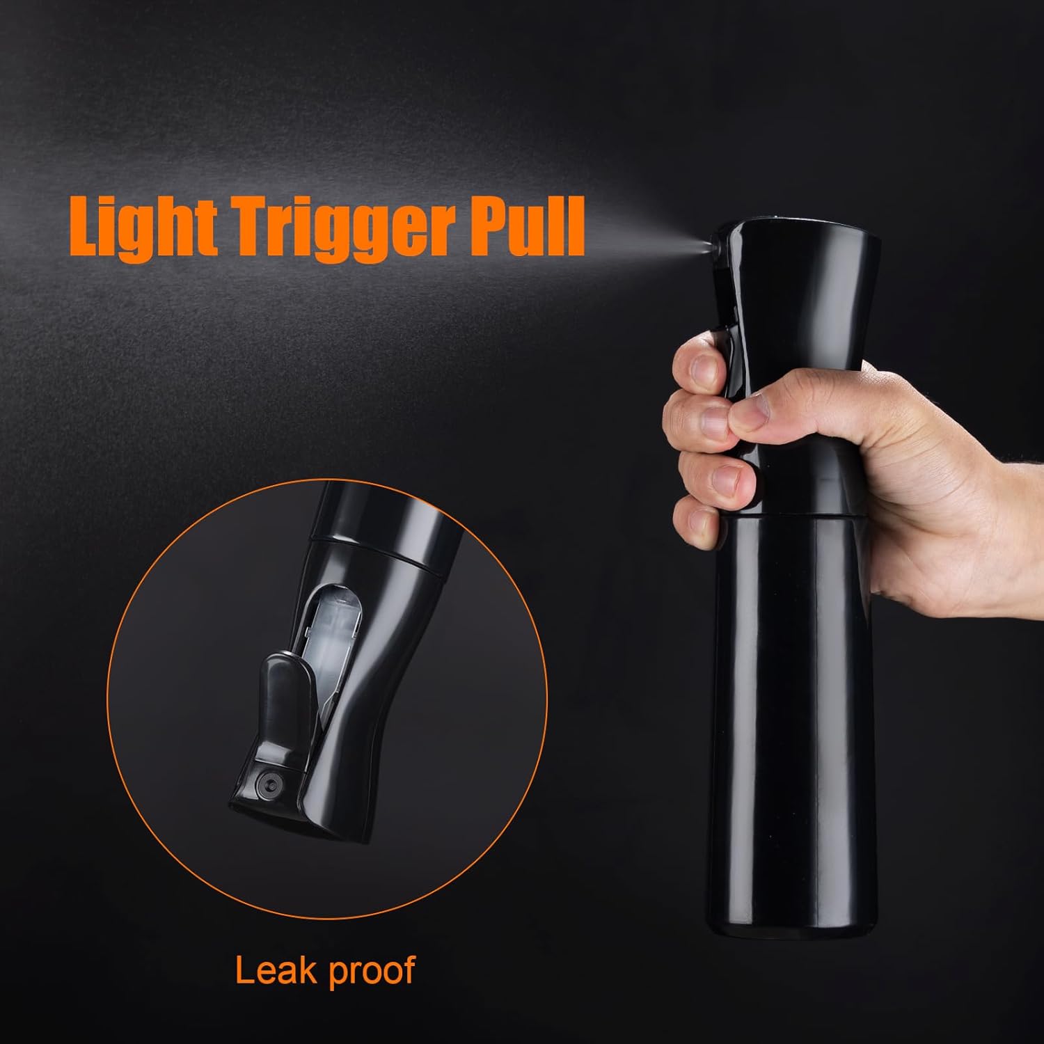Pulverizador GRIFEMA 300 ml Negro – Niebla Fina, Uso 360°, Continuo, Recargable y Ergonómico