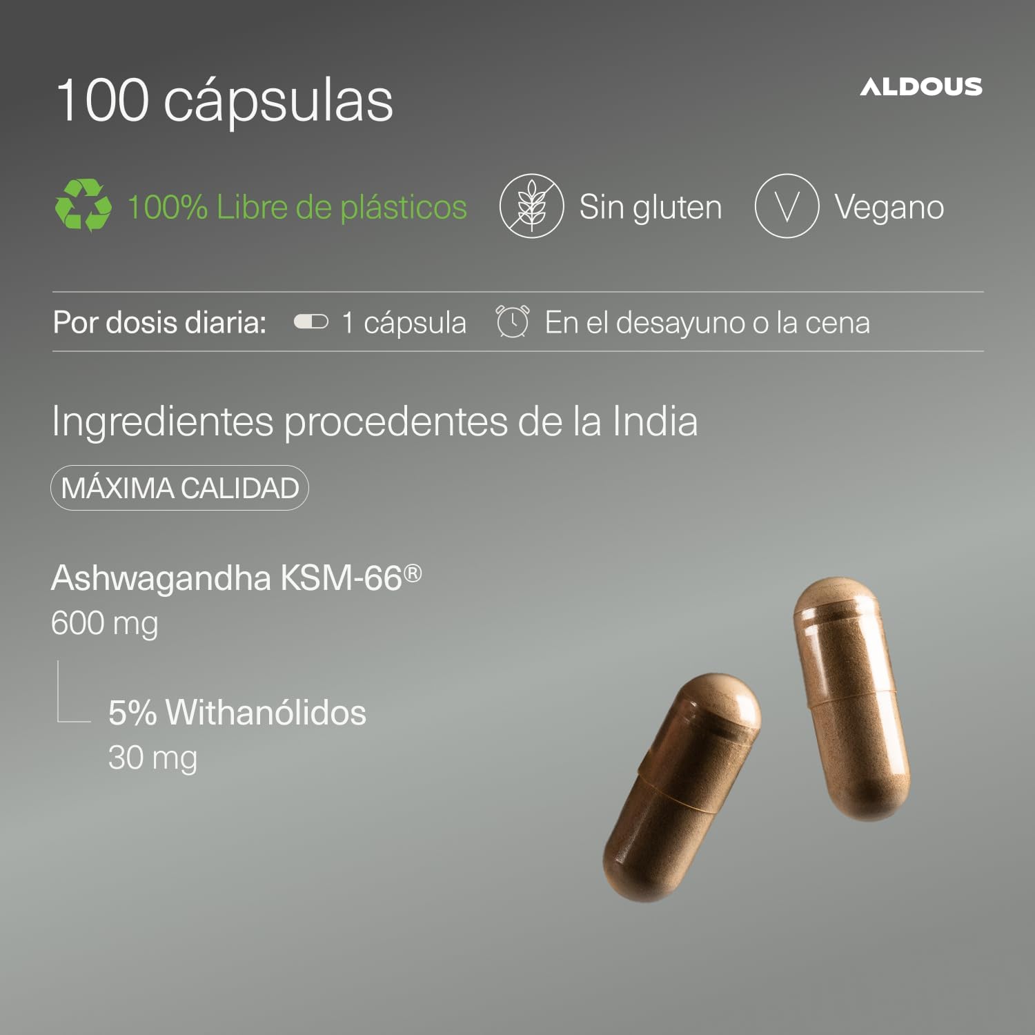 Ashwagandha KSM-66 Ecológica 600mg | Adaptogéno – Aldous