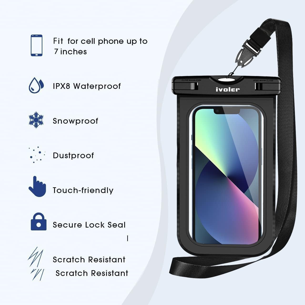 ivoler Set 2 en 1 Bolsa Waterproof + Funda Movil Impermeable - Playa y Deporte