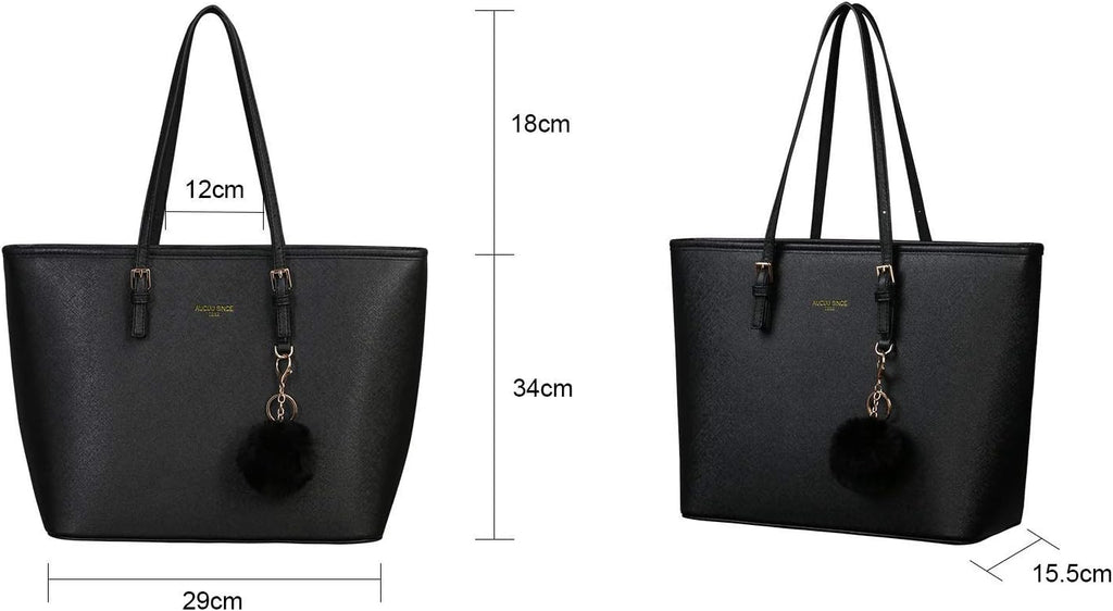 URAQT Bolso Tote Grande Mujer Cuero PU - Bandolera Portatil 15,6"