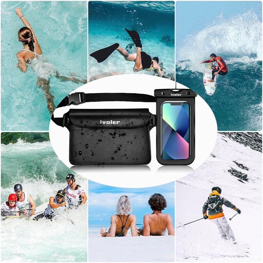 ivoler Set 2 en 1 Bolsa Waterproof + Funda Movil Impermeable - Playa y Deporte