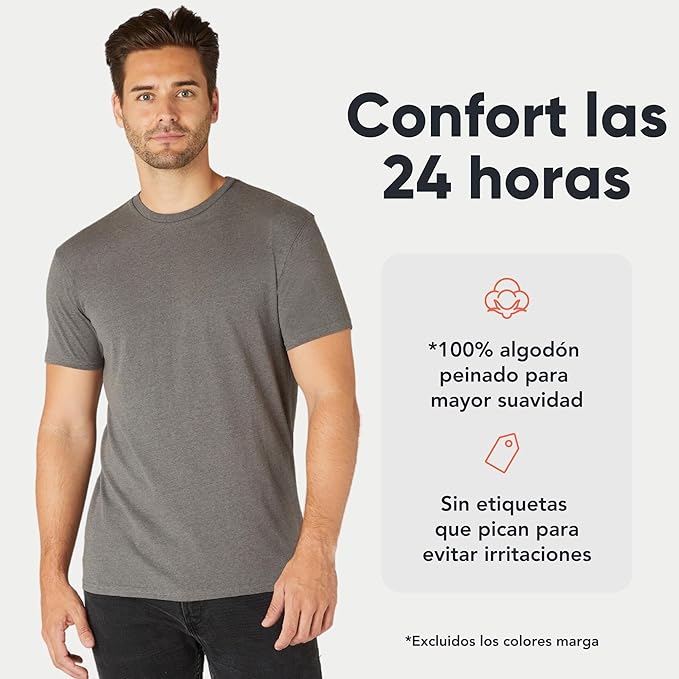 FM London Men's 3/5 Pack T-Shirt - Premium Weight con Diseño Ligeramente Entallado