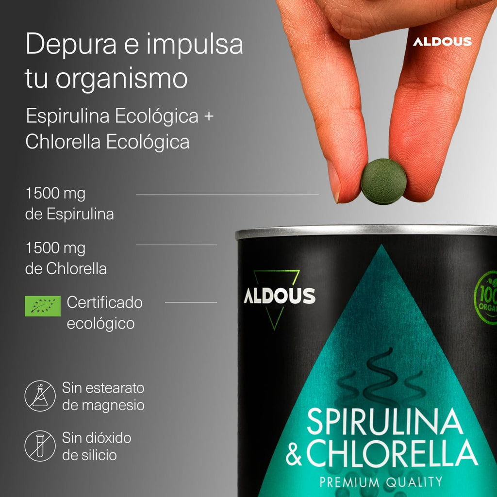 Chlorella y Espirulina Ecológica 600 Comprimidos | DETOX – Aldous