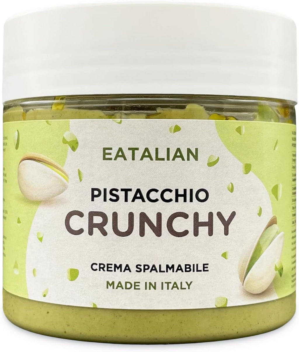 Crema de Pistacho Crujiente EATALIAN 200 g – Con Trozos de Pistacho, Sabor Dulce, Hecha en Italia