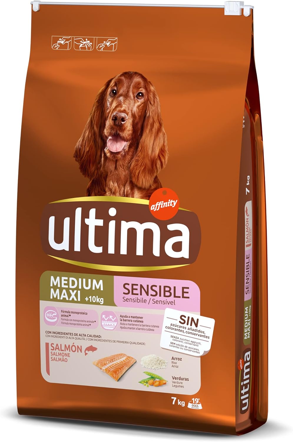 Pienso Ultima Wellness Digestive Salmón 7 kg – Perros Medianos y Grandes, Digestión Sensible, Sin Trigo ni Soja