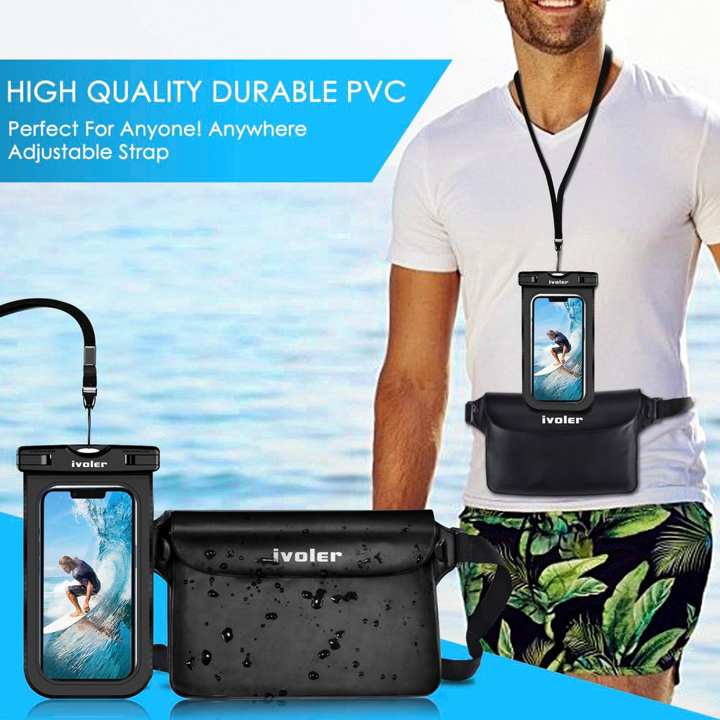 ivoler Set 2 en 1 Bolsa Waterproof + Funda Movil Impermeable - Playa y Deporte