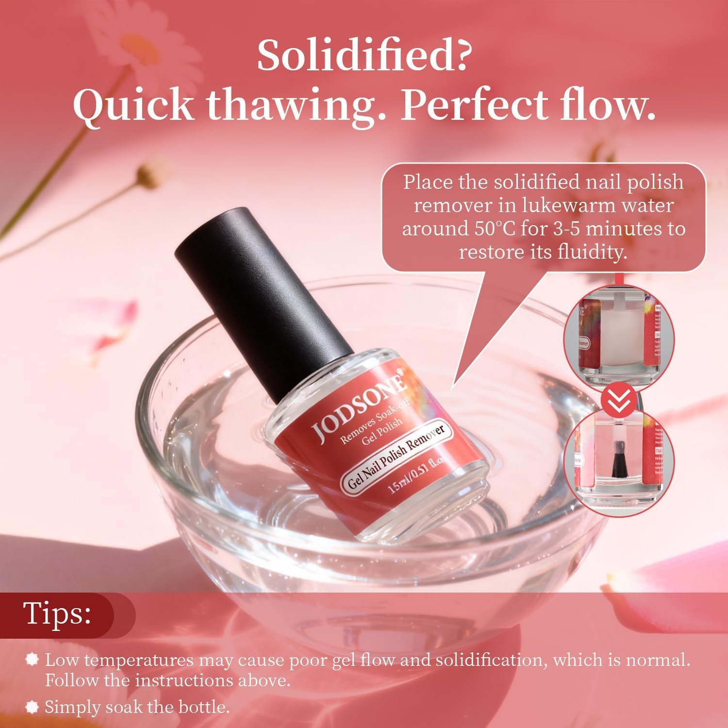 JODSONE Quitaesmalte en Gel Semipermanente 15ml - Retira en 3-5 Minutos