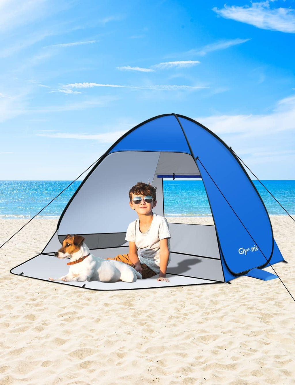 Glymnis Tienda de Playa Pop Up 2-3 Personas UPF 50+ Instantanea Portatil