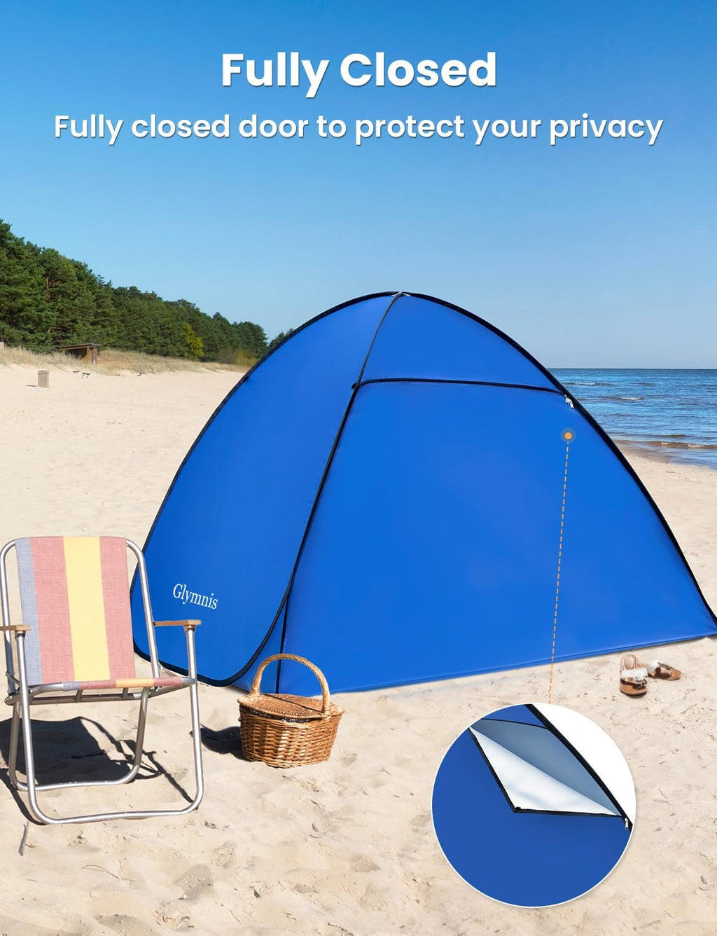Glymnis Tienda de Playa Pop Up 2-3 Personas UPF 50+ Instantanea Portatil