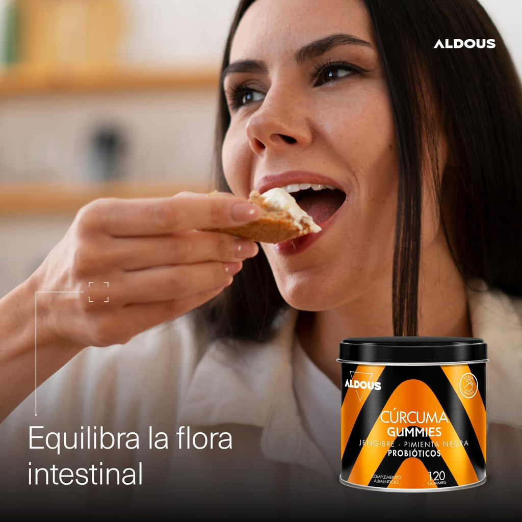 Cúrcuma Gominolas con Jengibre, Pimienta y Probióticos – Aldous