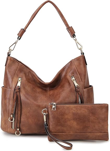 Chase Chic Set 2pcs Bolso Hobo Grande + Cartera Mujer Cuero PU - Bandolera y Hombro