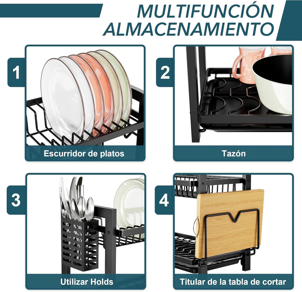 Escurreplatos de Acero niffgaff 2 Niveles – Escurridor de Cocina Antioxidante con Bandeja