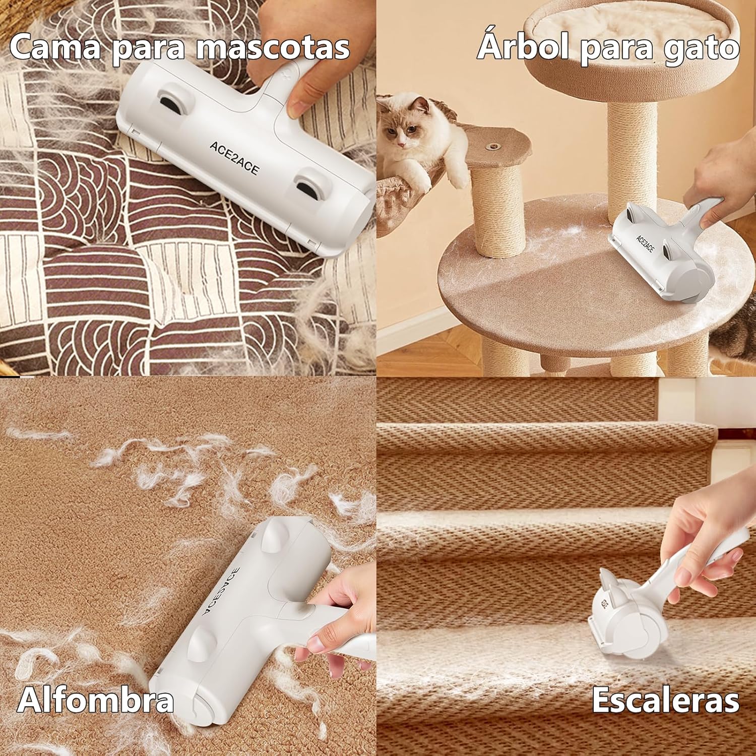 Quitapelos para Mascotas ACE2ACE – Rodillo Removedor de Pelo de Gatos y Perros, Lavable y Reutilizable, para Ropa, Sofá y Alfombras