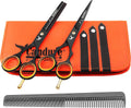 Tijeras de Peluquería Profesionales Candure 5,5" – Set Corte y Entresacar, Acero Inoxidable, Diseño Negro Profundo