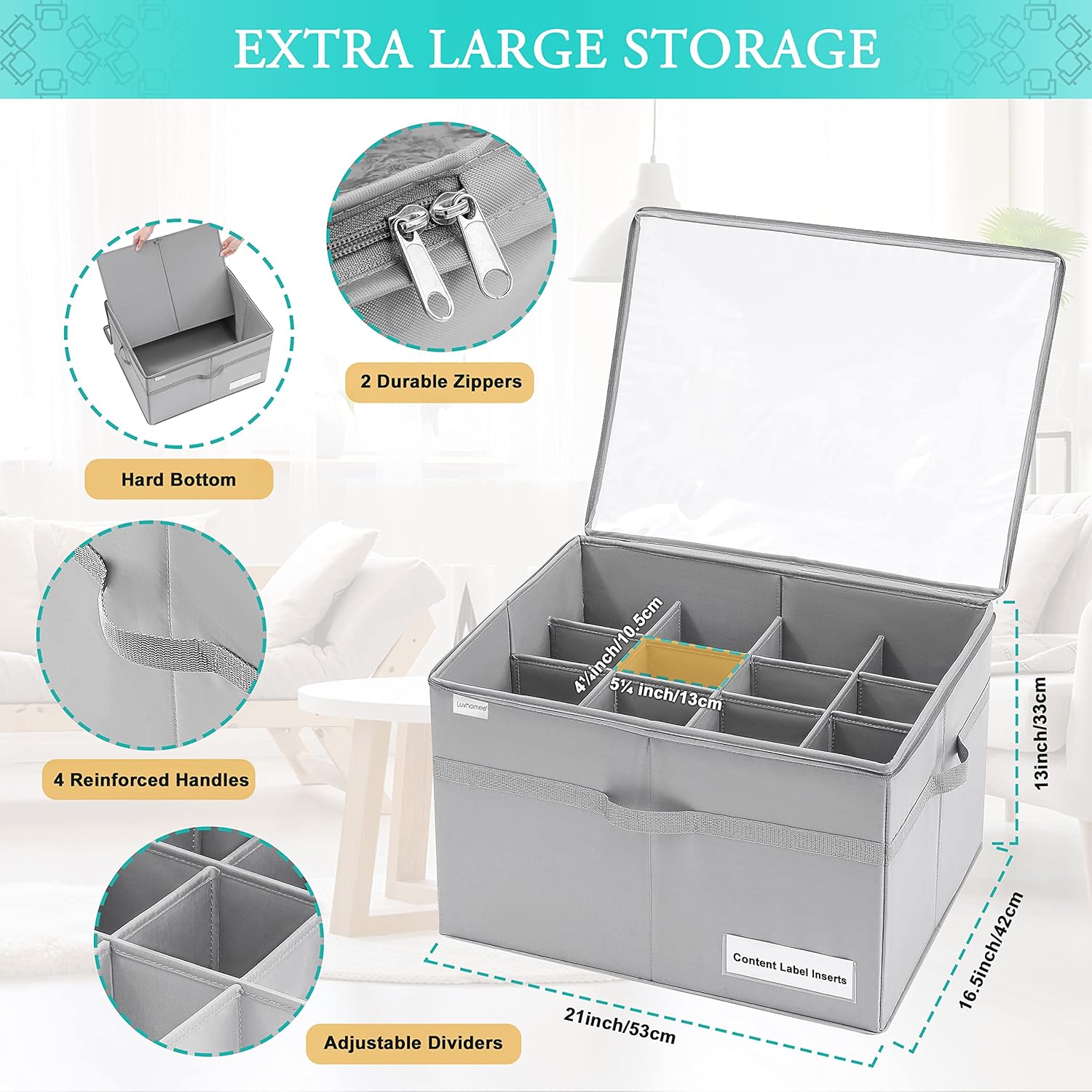 LUVHOMEE Organizador de Zapatos para Armario - 16 Pares, Caja Transparente con Cremallera