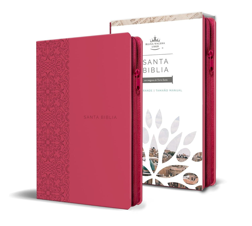 Biblia RVR 1960 Letra Grande Fucsia Cremallera | Símil Piel Tamaño Manual