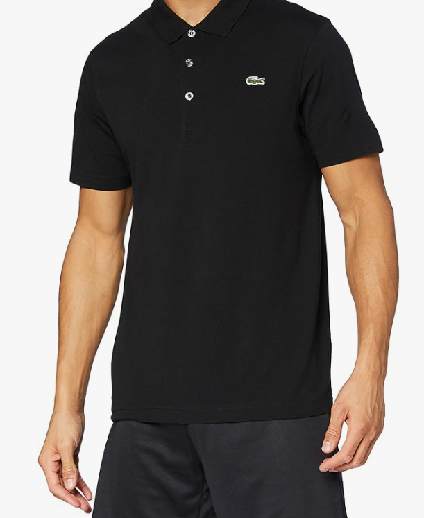 Lacoste Polo Deportivo de Manga Corta Raglán Ultra Seco Hombre - Negro y Blanco