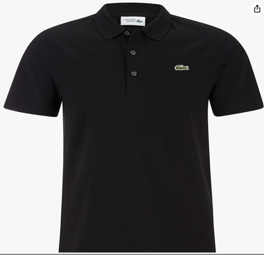 Lacoste Polo Deportivo de Manga Corta Raglán Ultra Seco Hombre - Negro y Blanco