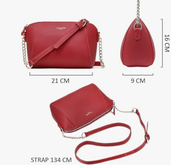 David Jones Bolso Bandolera Pequeño para Mujer - Cadena Cuero PU Elegante