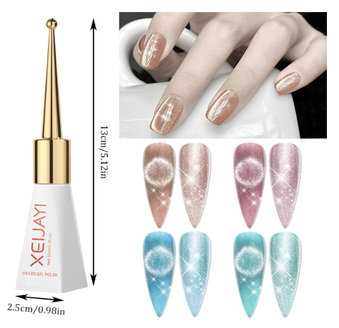 YDYSAA Set 4 Esmaltes de Gel Ojo de Gato Cat Eye Glitter - 10ml cada uno