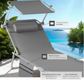 tectake Tumbona de Jardín Plegable con Parasol y Bolsillo Lateral - Acero Resistente