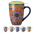 vancasso SIMI Taza Infusiones con Tapa y Filtro 540ml - Porcelana Boho Chic