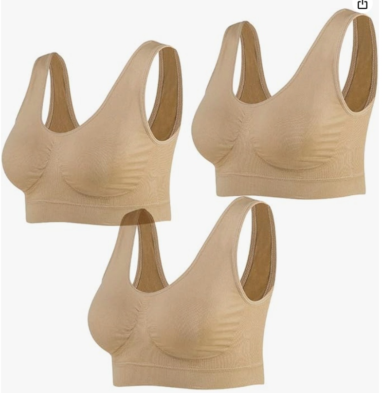 Lemef Sujetador Deportivo sin Costuras sin Aros con Almohadillas - Pack 3 Unidades