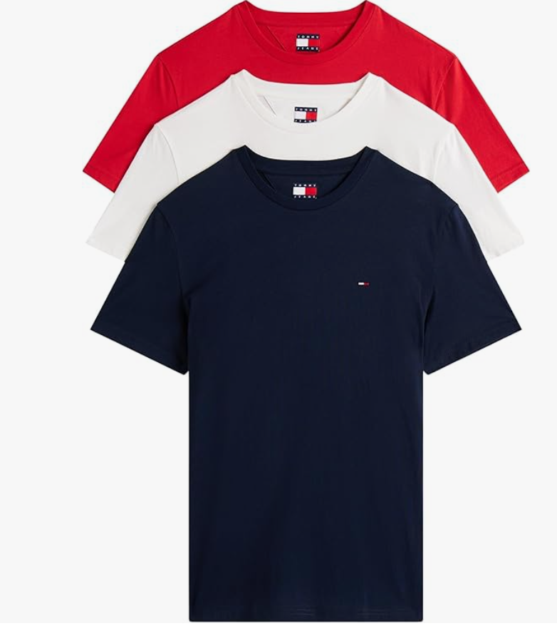 Tommy Jeans Camisetas de Manga Corta para Hombre - Pack 3 Algodón