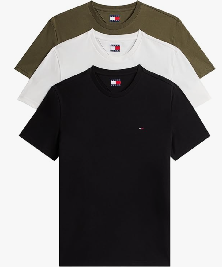 Tommy Jeans Camisetas de Manga Corta para Hombre - Pack 3 Algodón