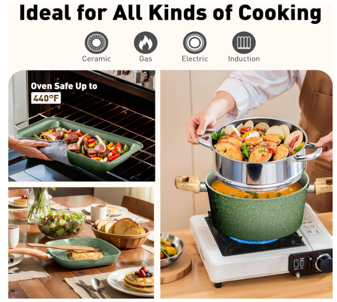 Juego de Sartenes Antiadherentes 17 Piezas Induccion - Kitchen Academy