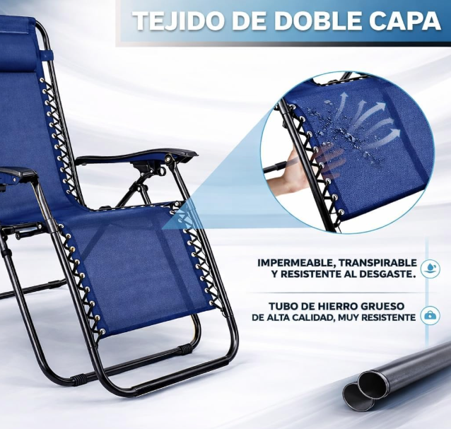 Pack 2 Tumbonas Plegables Playa | Jardín | Piscina | Camping