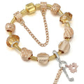 2024 New Crystal Heart Beads Charm Bracelets Gold Color Snake Chain Brand Bracelets for Women Lover Valentine's Day Jewelry Gift