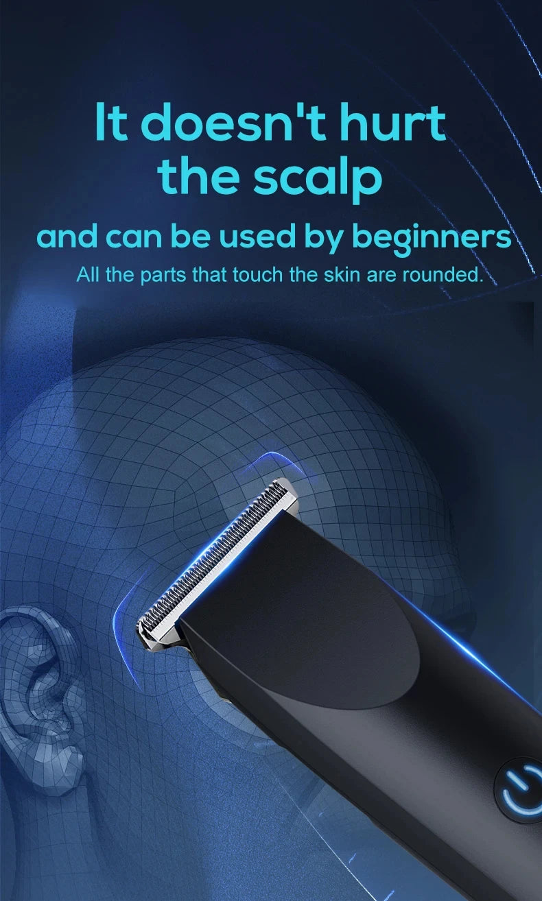Electric Hair Clipper with Adjustable Cutter Head, USB Charging Design for Hair & Beard Trimming, Cordless Grooming Tool