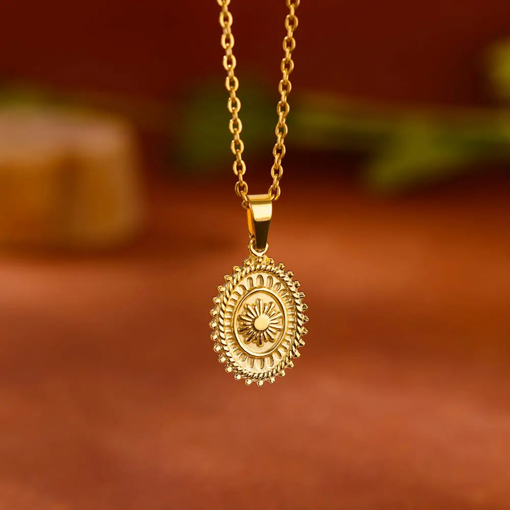 Stainless Steel Geometric Necklace For Women Fashion Sun Sunflower Pendant Clavicle Chain Aesthetic Jewelry Accessories Femme