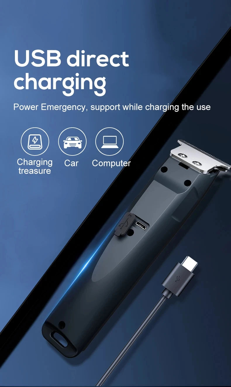 Electric Hair Clipper with Adjustable Cutter Head, USB Charging Design for Hair & Beard Trimming, Cordless Grooming Tool