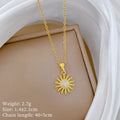 Stainless Steel CZ Crystal Sunflower Pendant Necklace For Women Round Solar Sun Charm Fashion Jewelry Retro Necklace Collar