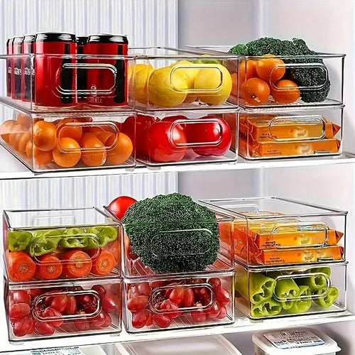 1-3PC Refrigerator Organizers Bins With Handle Plastic Pantry  Refrigerator Crisper Pantry Kitchen Food Freezer Tool Storage Box
