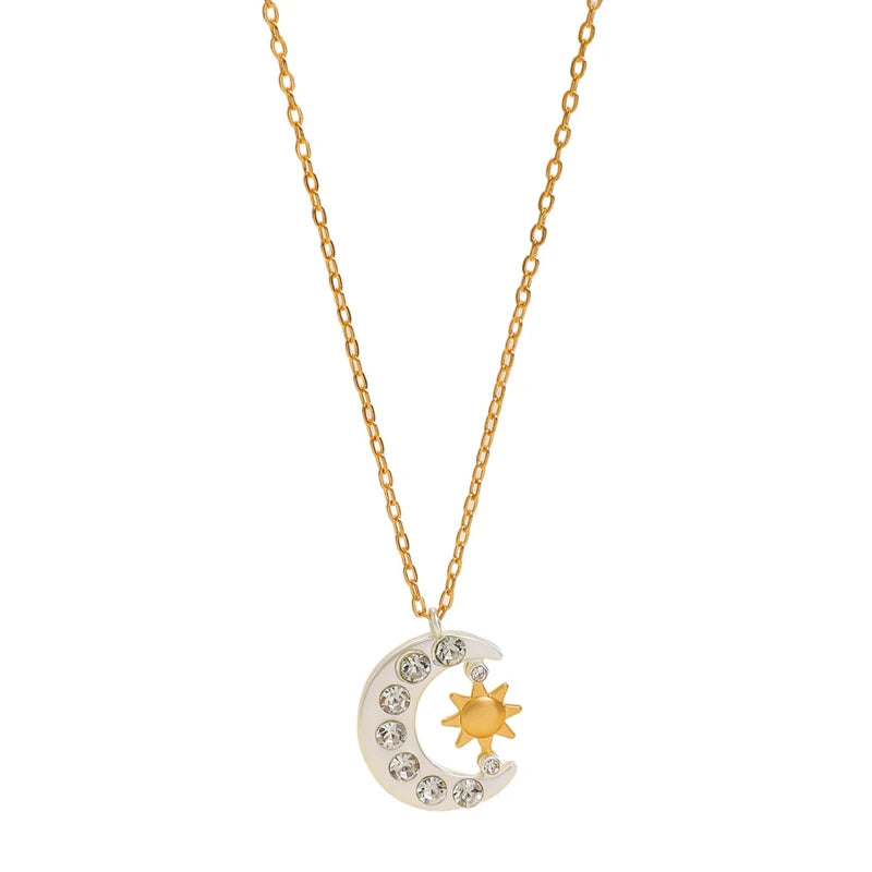 Zircon Moon Sun Pendant Necklace for Women Men Exquisite Collarbone Chain Vintage Simple Hiphop Punk Versatile Jewelry Gift 2026