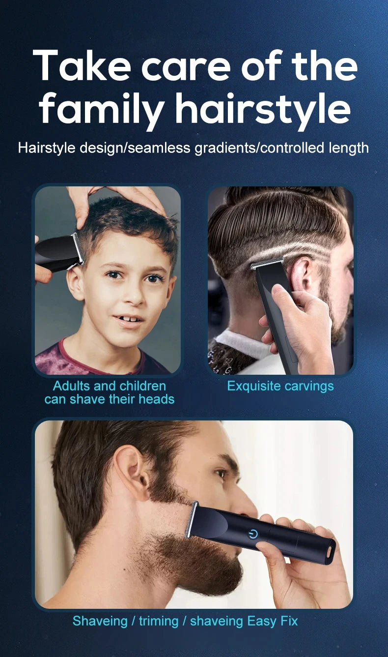 Electric Hair Clipper with Adjustable Cutter Head, USB Charging Design for Hair & Beard Trimming, Cordless Grooming Tool