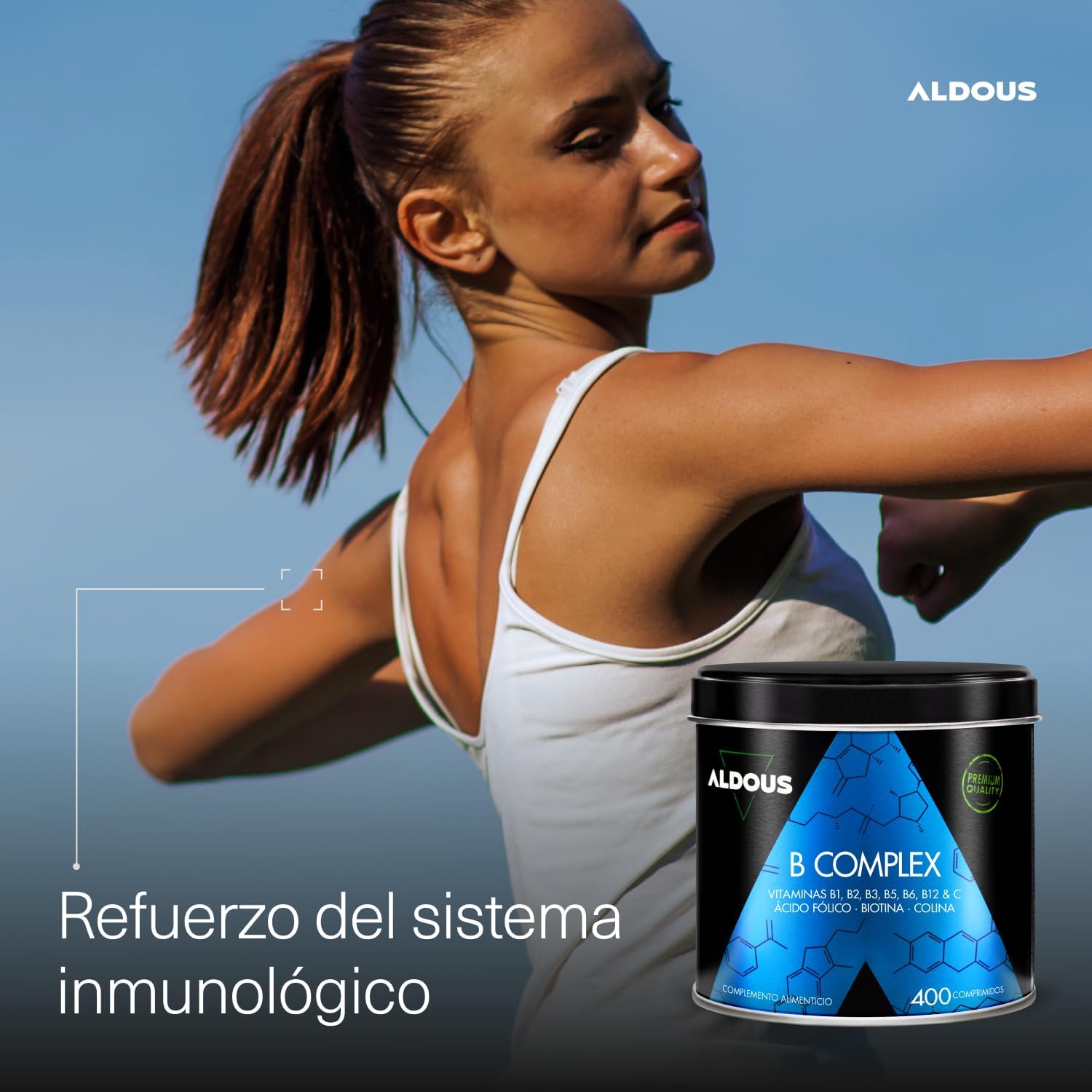 Vitamina B Complex + C ALDOUS | 400 Comprimidos | B12, Biotina, Vegano