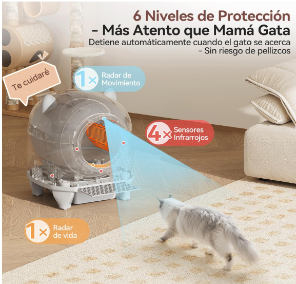 Devoko Arenero Autolimpiable para Gatos XXL 90L con Control App
